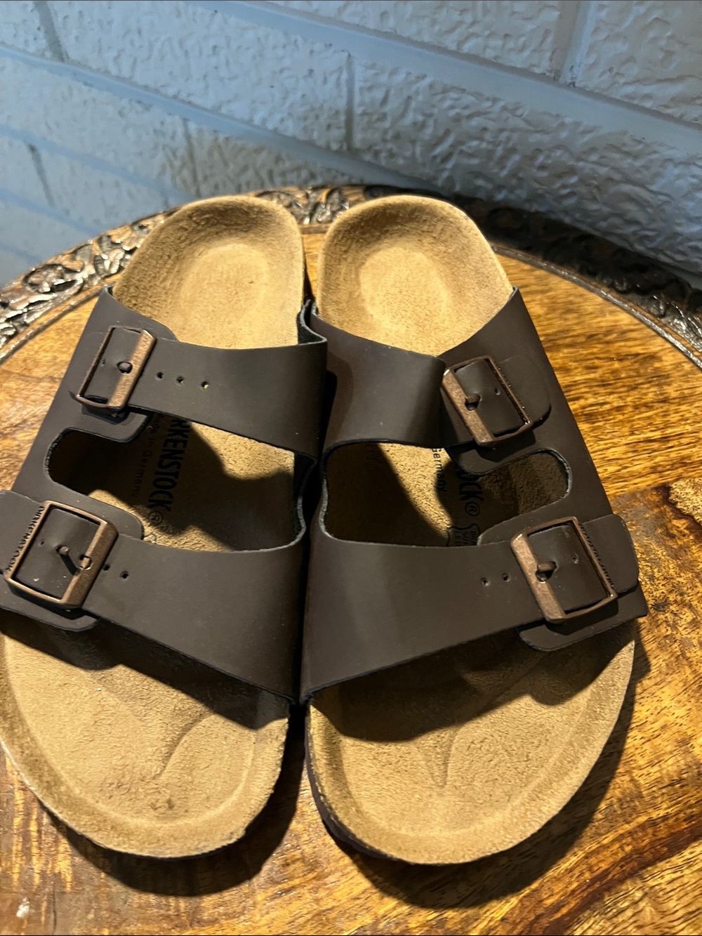 Two-Strap Sandals in Brown